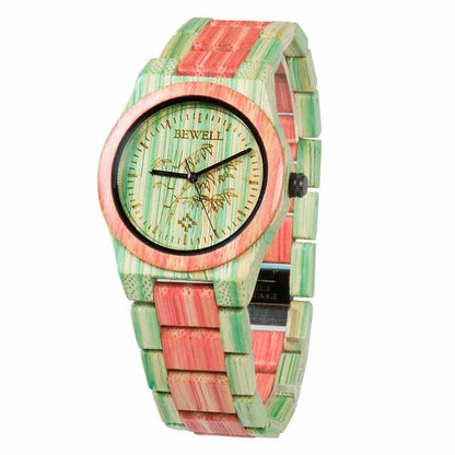 Colorful Bamboo Wood Watch, Waterproof Wrist Watch For Male & Female