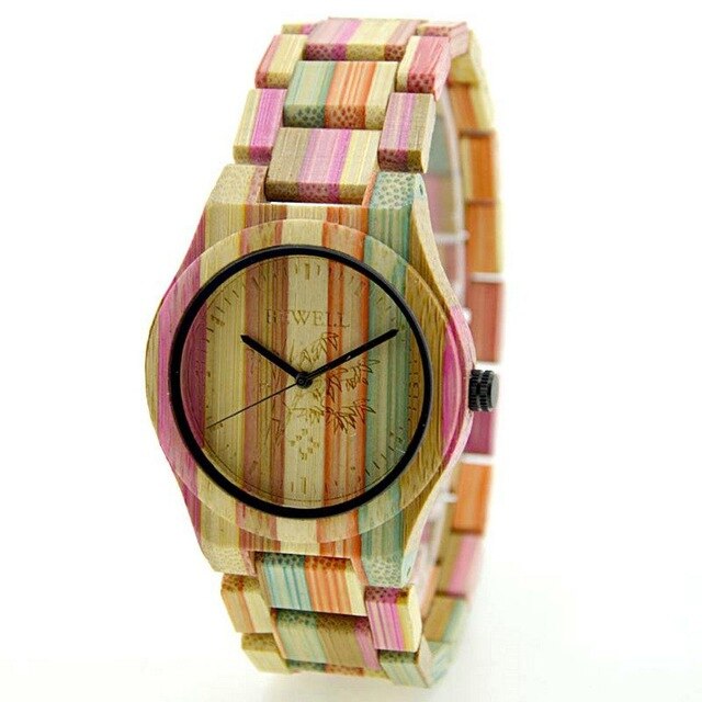 Colorful Bamboo Wood Watch, Waterproof Wrist Watch For Male & Female