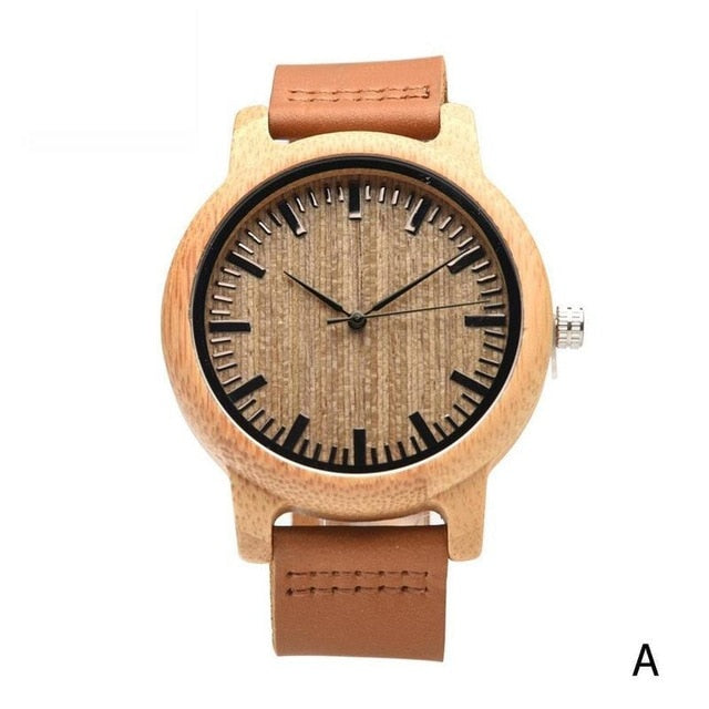 New Leather Wooden Men's Watch