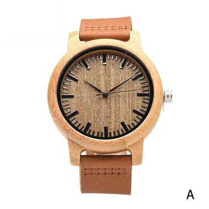 New Leather Wooden Men's Watch