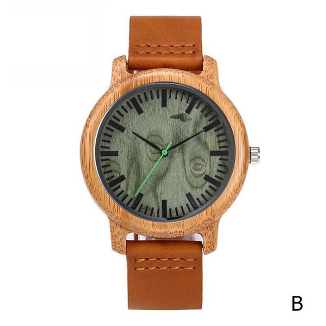 New Leather Wooden Men's Watch