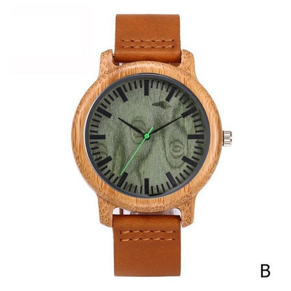 New Leather Wooden Men's Watch