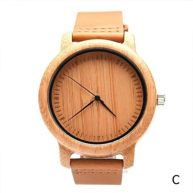 New Leather Wooden Men's Watch