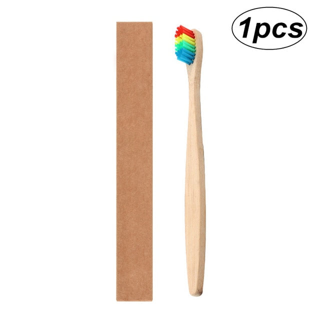Rainbow Whitening Soft Bristle Bamboo Toothbrush
