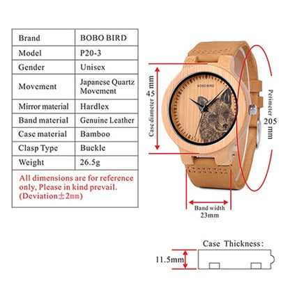 Quartz Bamboo Men Wrist Watch Fashion