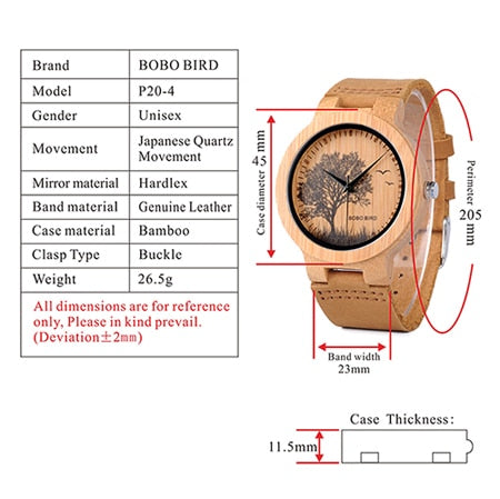 Quartz Bamboo Men Wrist Watch Fashion